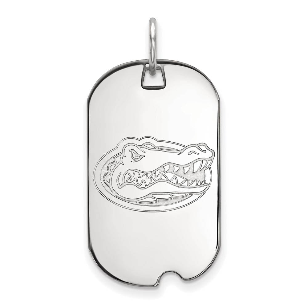 10k White Gold U of Florida Dog Tag Pendant, Item P19960 by The Black Bow Jewelry Co.