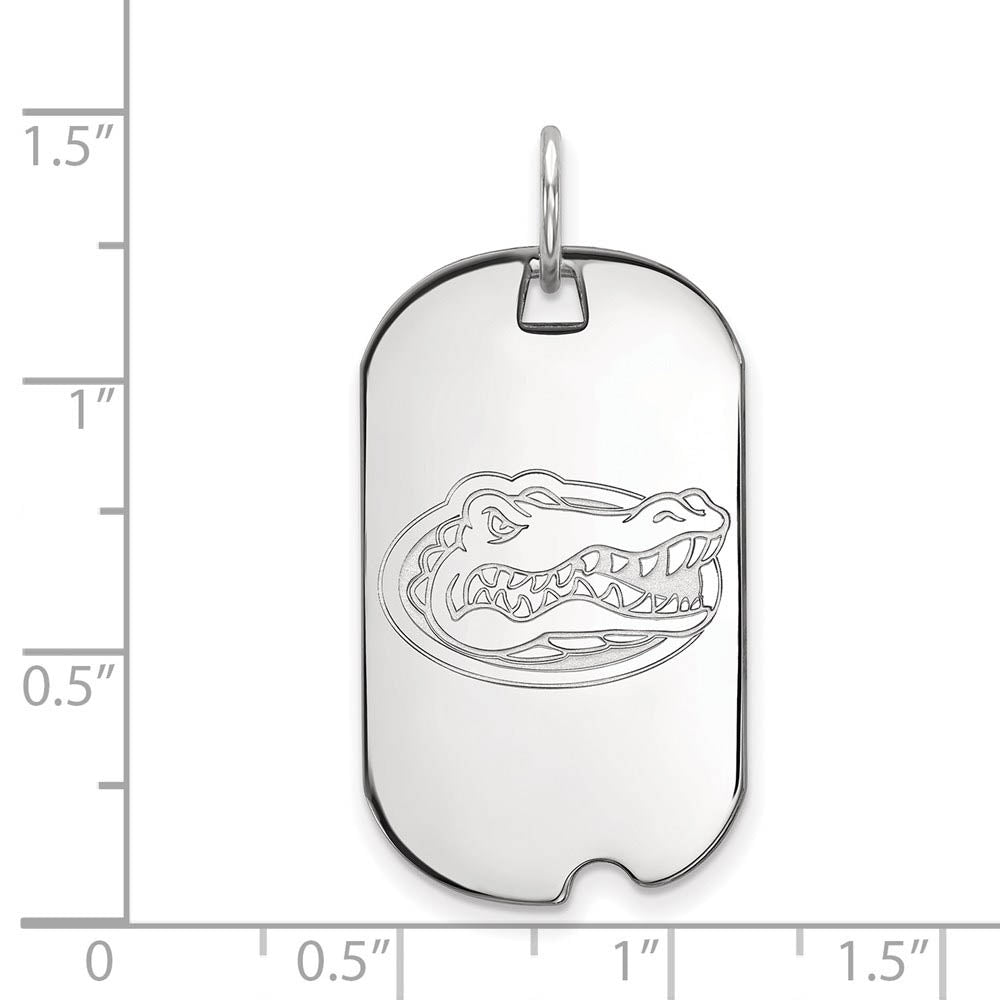 Alternate view of the 10k White Gold U of Florida Dog Tag Pendant by The Black Bow Jewelry Co.
