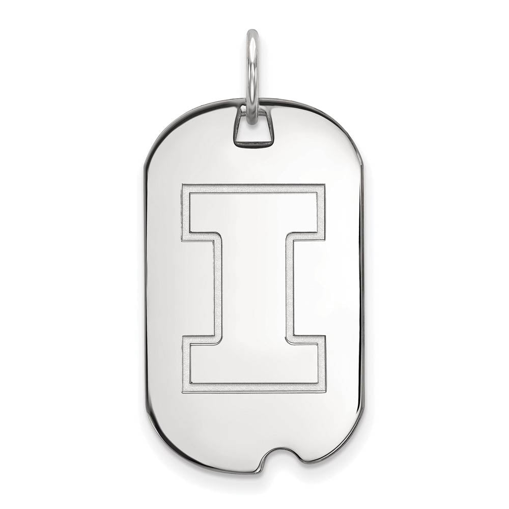 10k White Gold U. of Illinois Initial I Dog Tag Pendant, Item P19963 by The Black Bow Jewelry Co.