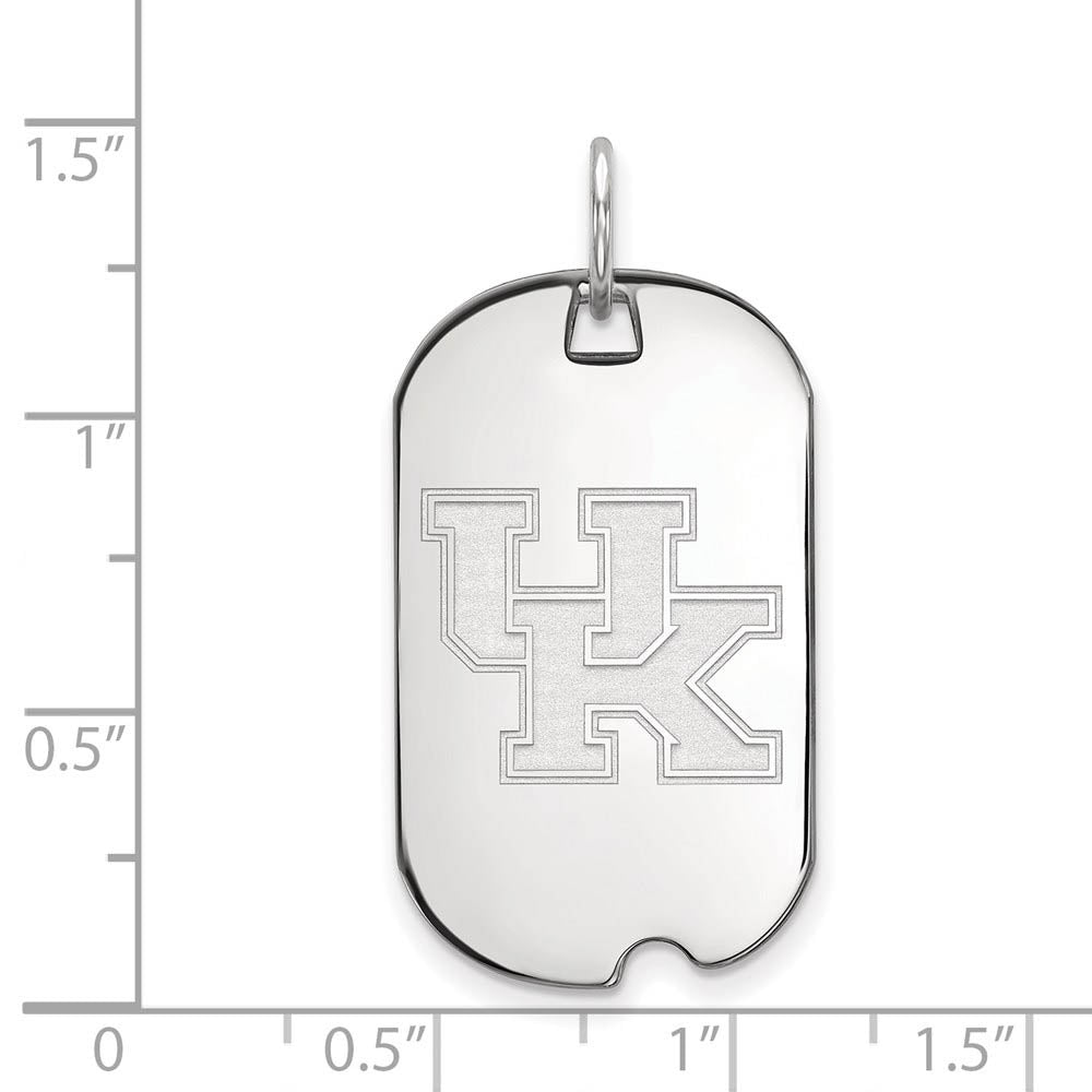Alternate view of the 10k White Gold U. of Kentucky Dog Tag Pendant by The Black Bow Jewelry Co.