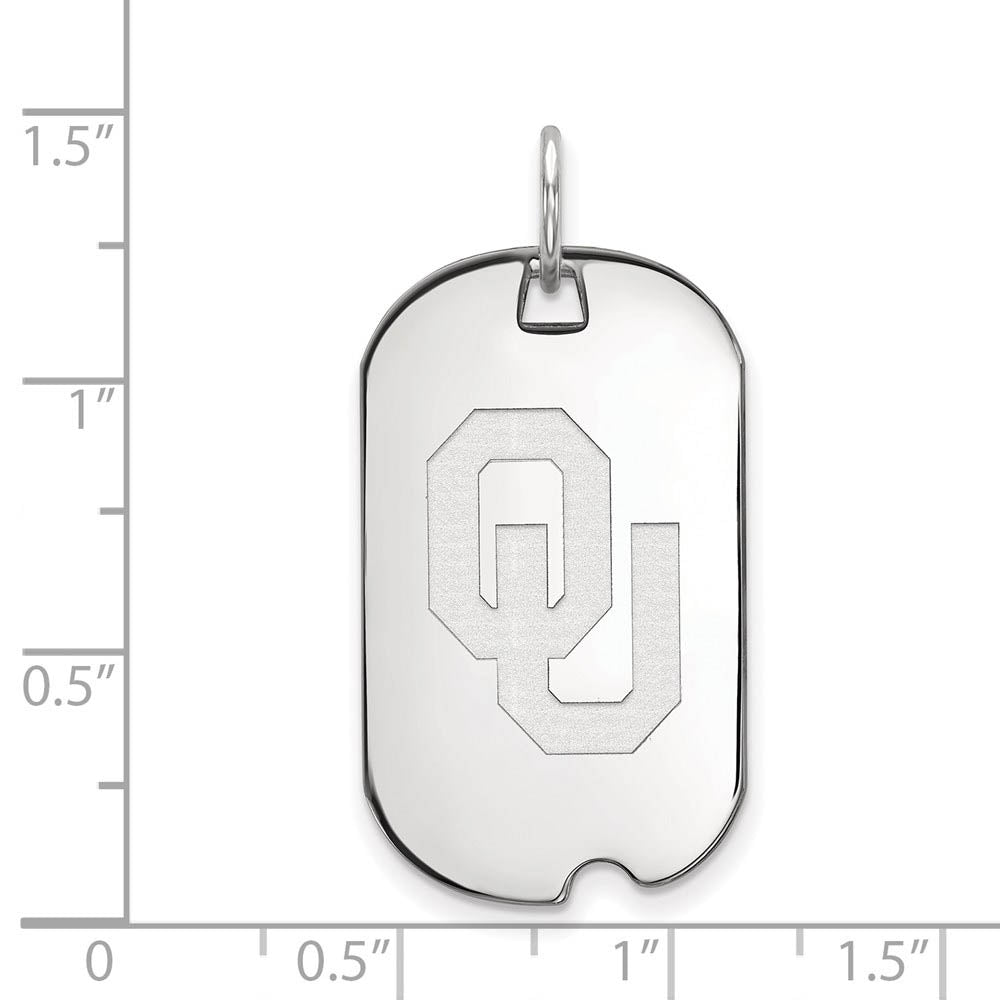 Alternate view of the 10k White Gold U. of Oklahoma 'OU' Dog Tag Pendant by The Black Bow Jewelry Co.