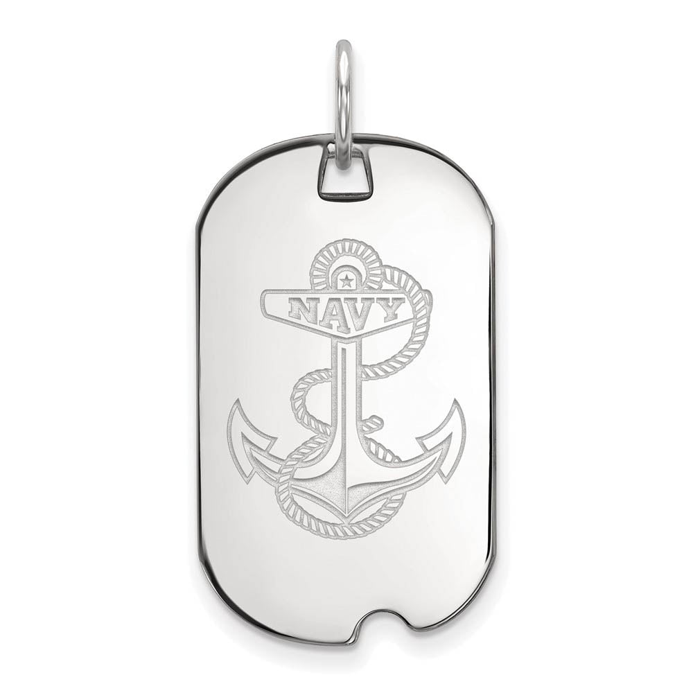 10k White Gold U.S. Naval Academy Dog Tag Pendant, Item P19970 by The Black Bow Jewelry Co.
