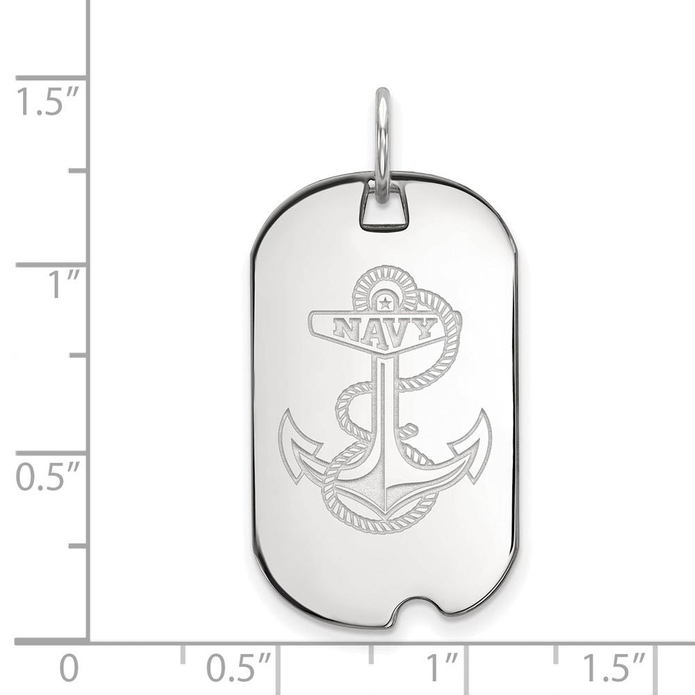 Alternate view of the 10k White Gold U.S. Naval Academy Dog Tag Pendant by The Black Bow Jewelry Co.