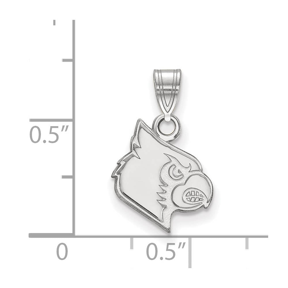 Alternate view of the 10k White Gold U. of Louisville Small Pendant by The Black Bow Jewelry Co.