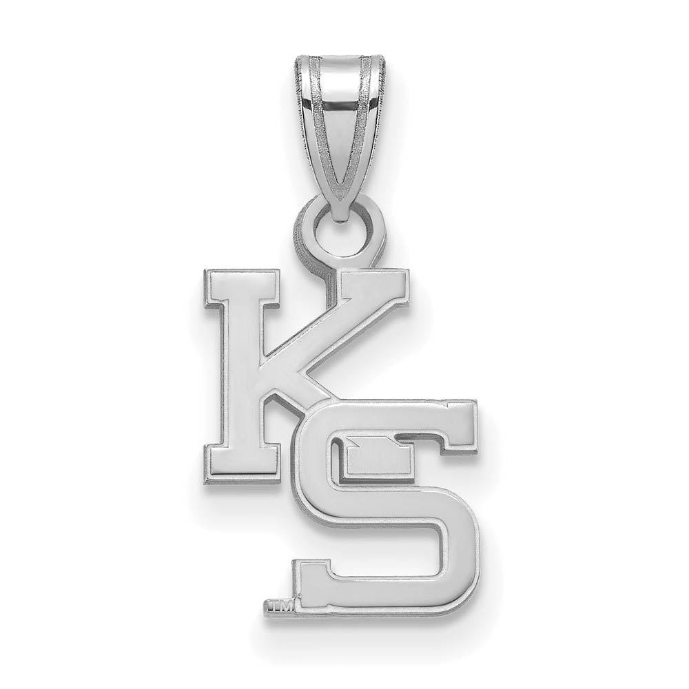10k White Gold Kansas State Small Pendant, Item P19990 by The Black Bow Jewelry Co.