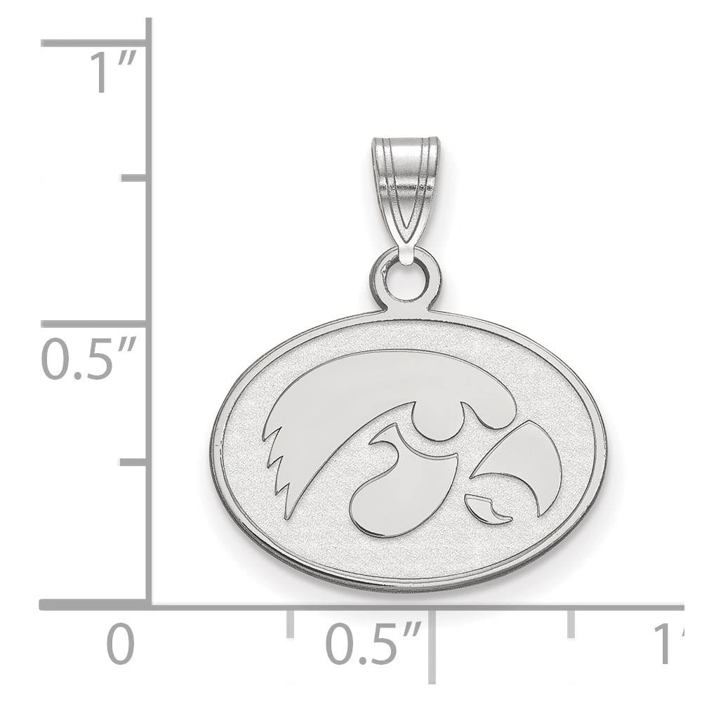 Alternate view of the 10k White Gold U. of Iowa Small Oval Mascot Pendant by The Black Bow Jewelry Co.