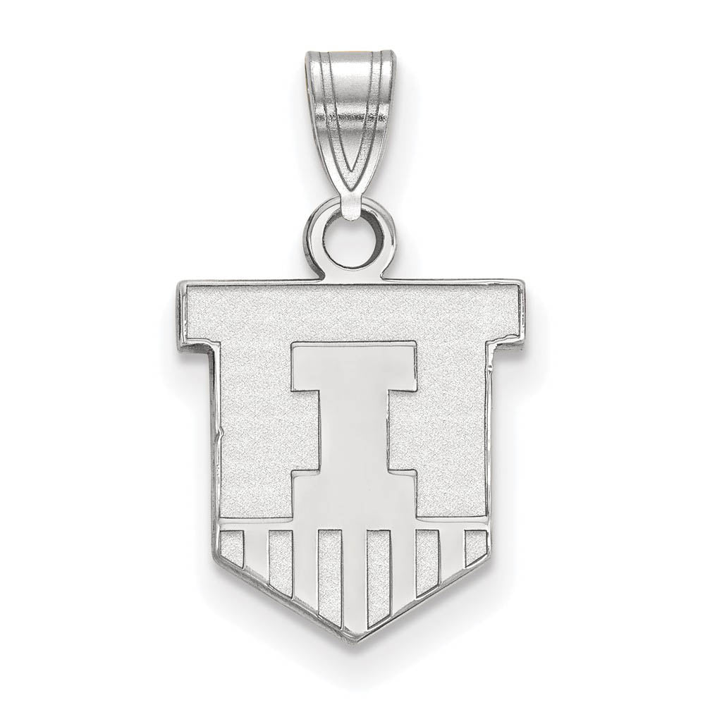 10k White Gold U. of Illinois Small Shield Logo Pendant, Item P19996 by The Black Bow Jewelry Co.
