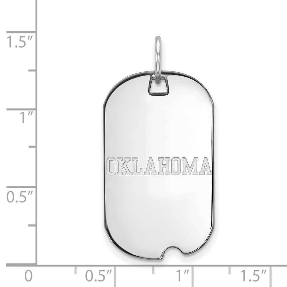 Alternate view of the 10k White Gold U. of Oklahoma Dog Tag Pendant by The Black Bow Jewelry Co.