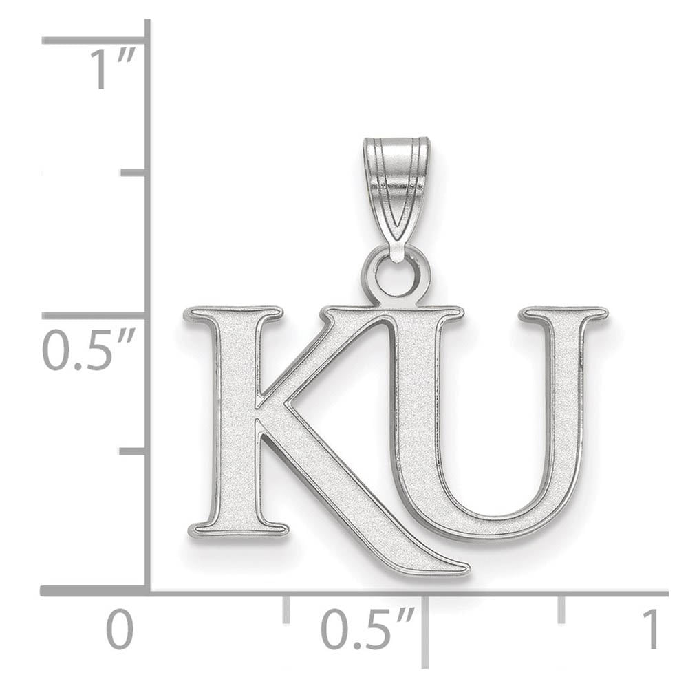 Alternate view of the 10k White Gold U. of Kansas Small 'KU' Pendant by The Black Bow Jewelry Co.