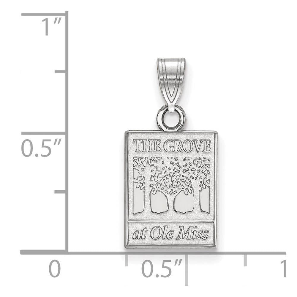 Alternate view of the 10k White Gold U. of Mississippi Small Pendant by The Black Bow Jewelry Co.