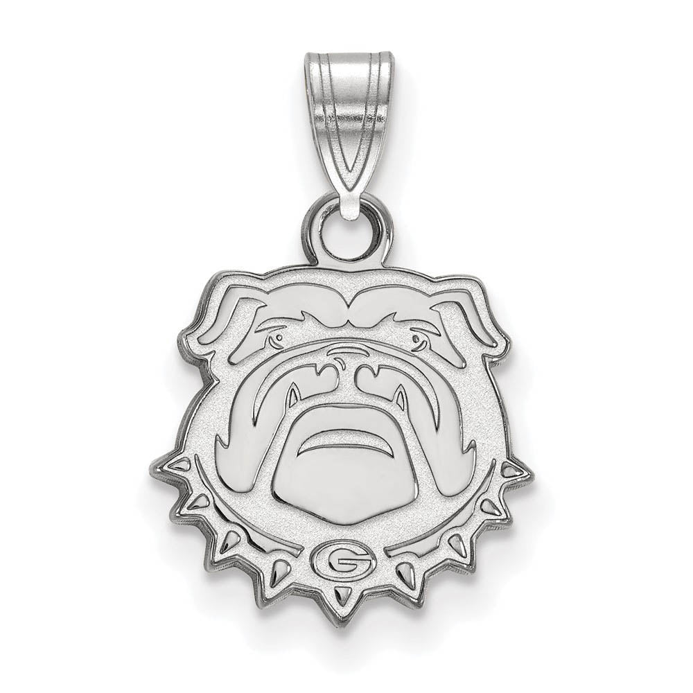 10k White Gold U. of Georgia Small Bulldog Pendant, Item P20021 by The Black Bow Jewelry Co.
