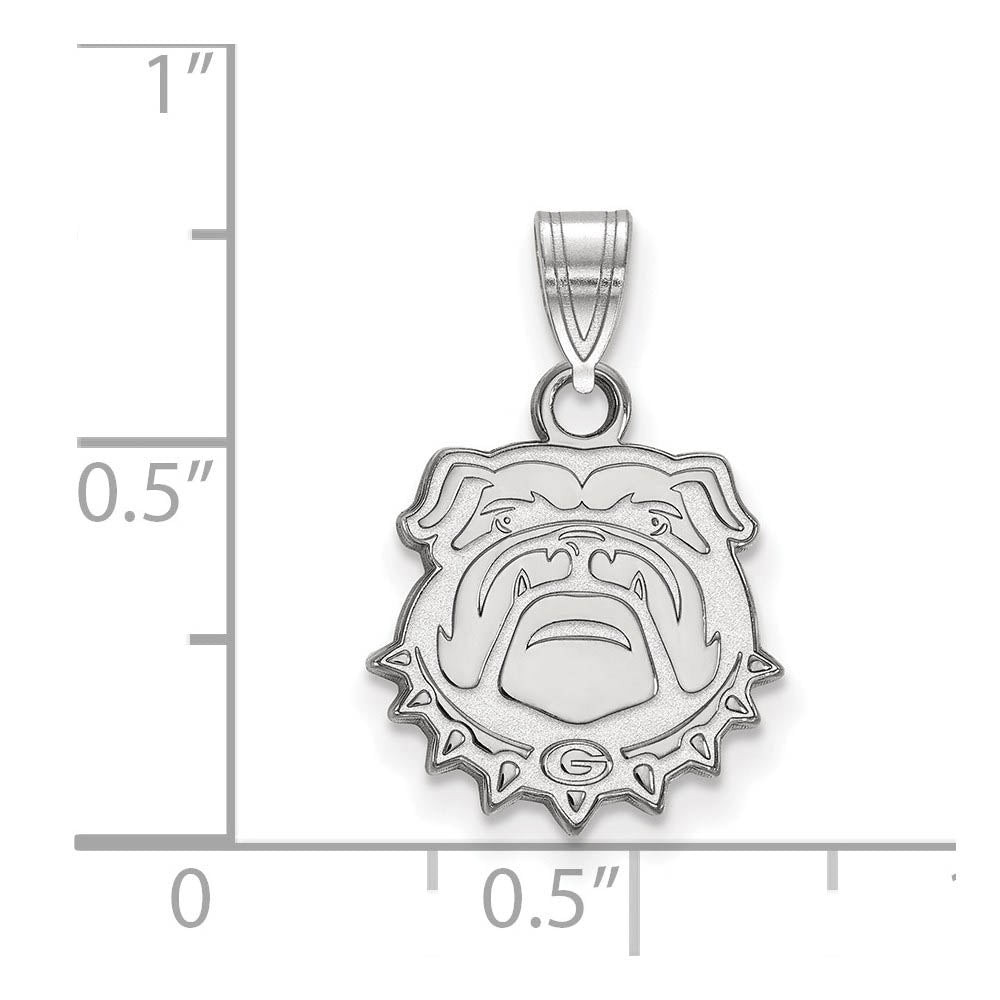 Alternate view of the 10k White Gold U. of Georgia Small Bulldog Pendant by The Black Bow Jewelry Co.