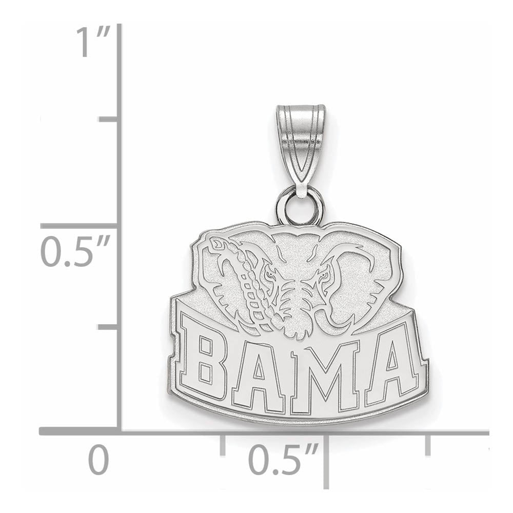 Alternate view of the 10k White Gold U. of Alabama Small 'BAMA' Logo Pendant by The Black Bow Jewelry Co.