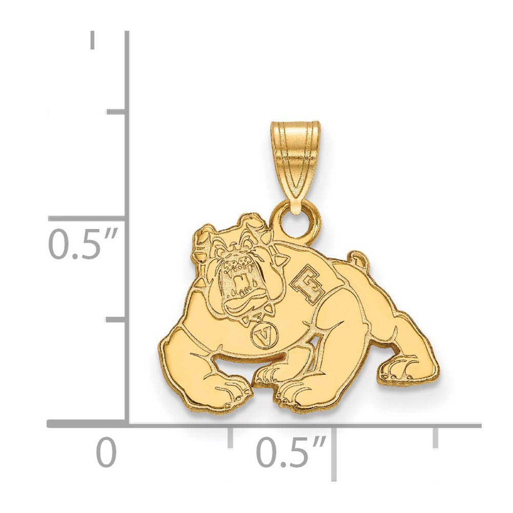 Alternate view of the 10k Yellow Gold California State Fresno Small Pendant by The Black Bow Jewelry Co.