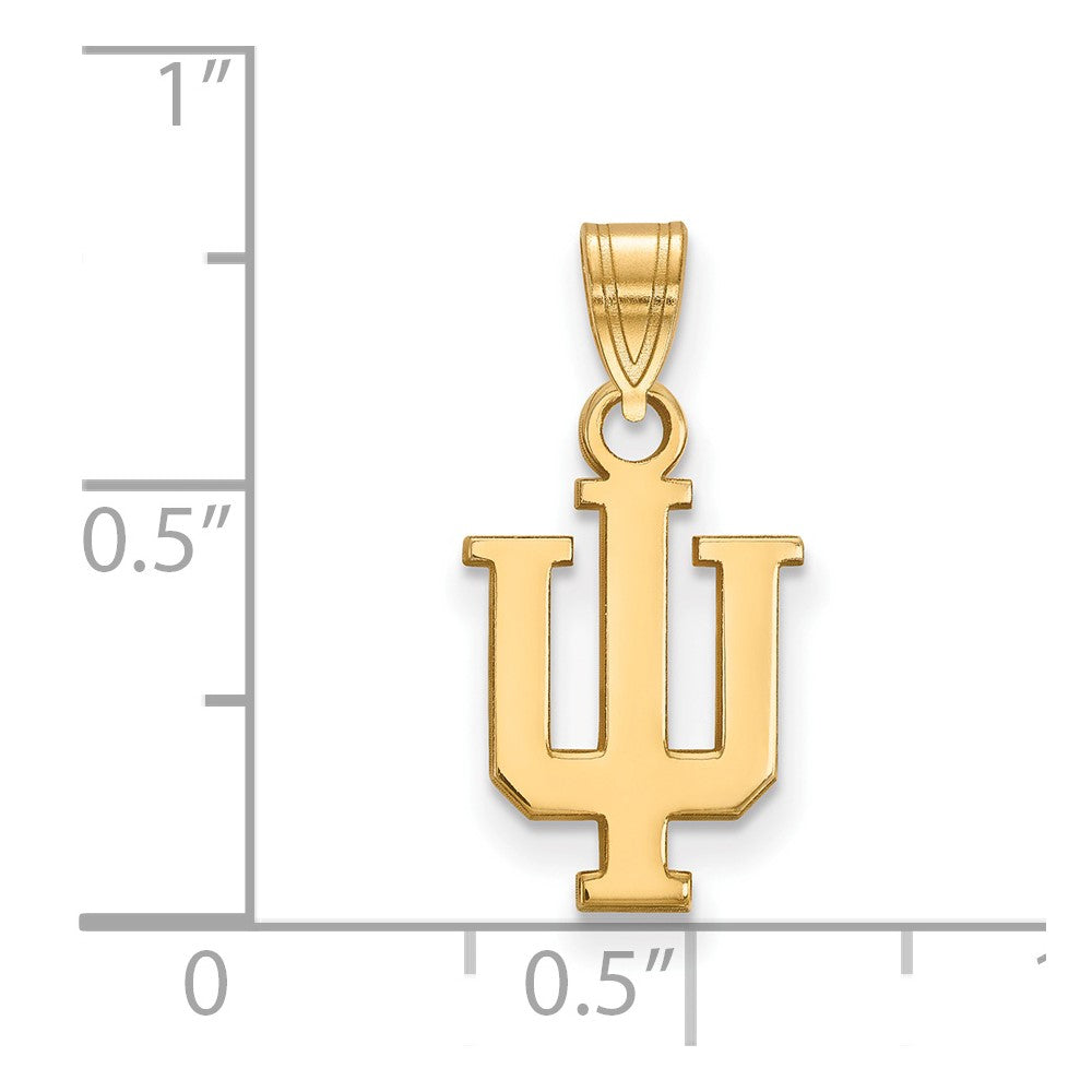 Alternate view of the 10k Yellow Gold Indiana U Small &#39;IU&#39; Pendant by The Black Bow Jewelry Co.
