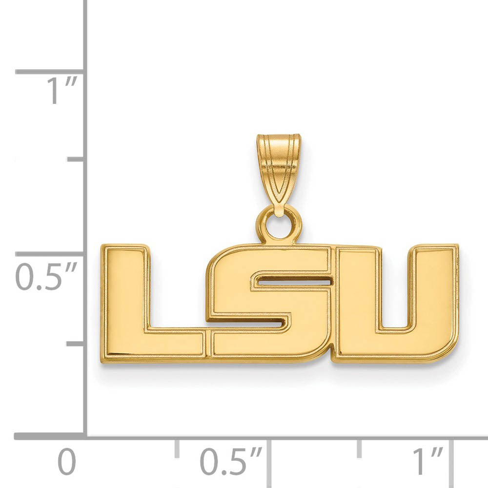 Alternate view of the 10k Yellow Gold Louisiana State Small 'LSU' Pendant by The Black Bow Jewelry Co.