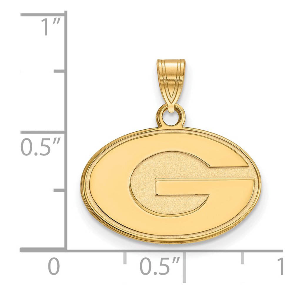 Alternate view of the 10k Yellow Gold U. of Georgia Small 'G' Pendant by The Black Bow Jewelry Co.
