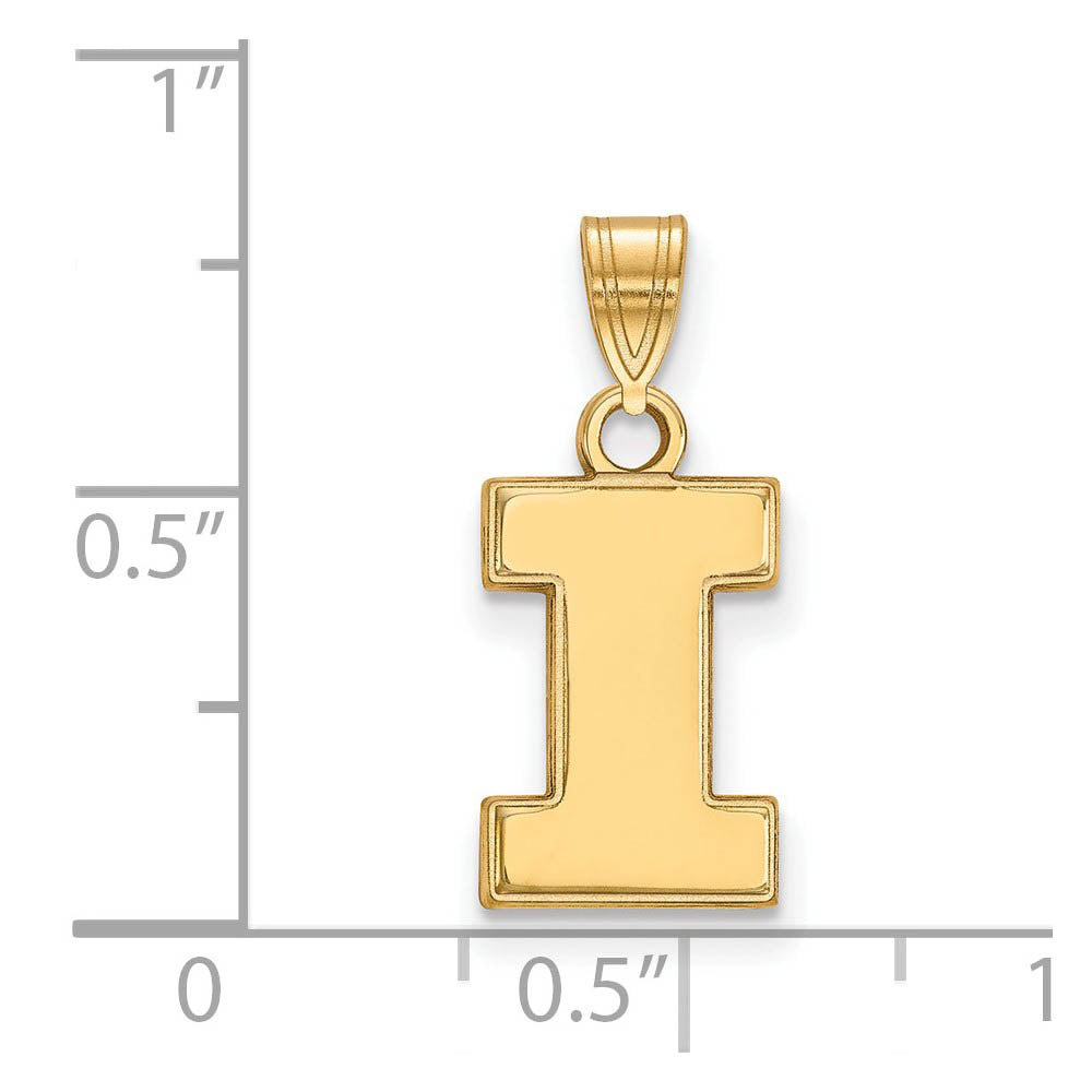 Alternate view of the 10k Yellow Gold U. of Illinois Small Initial I Pendant by The Black Bow Jewelry Co.