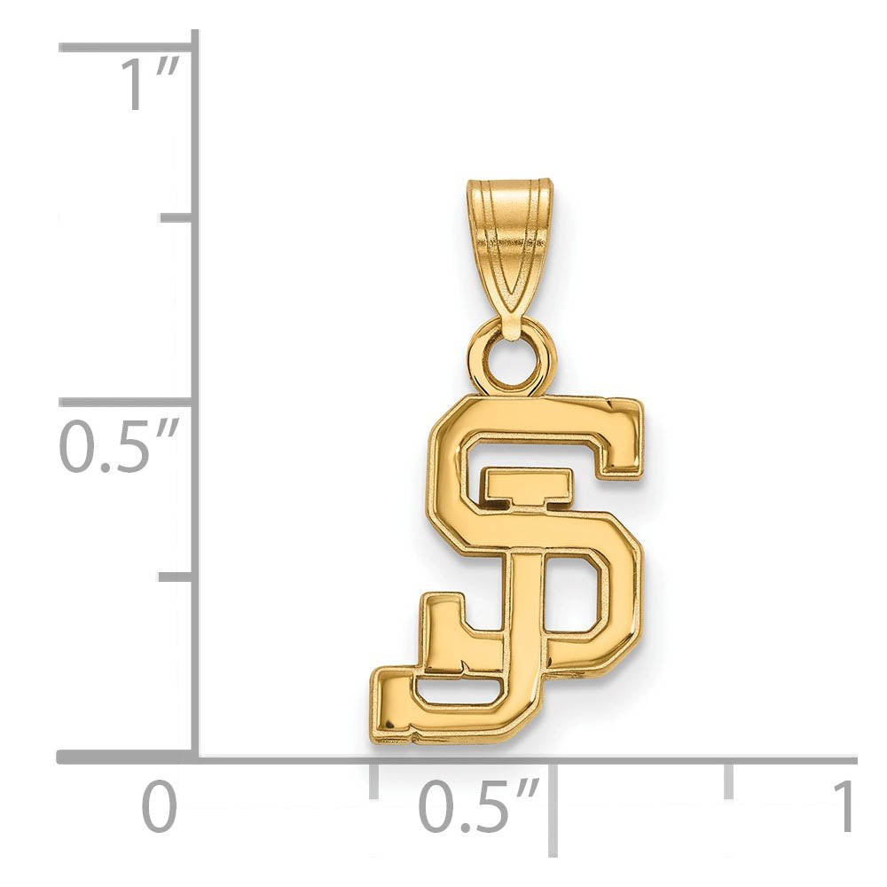 Alternate view of the 10k Yellow Gold San Jose State Small Pendant by The Black Bow Jewelry Co.