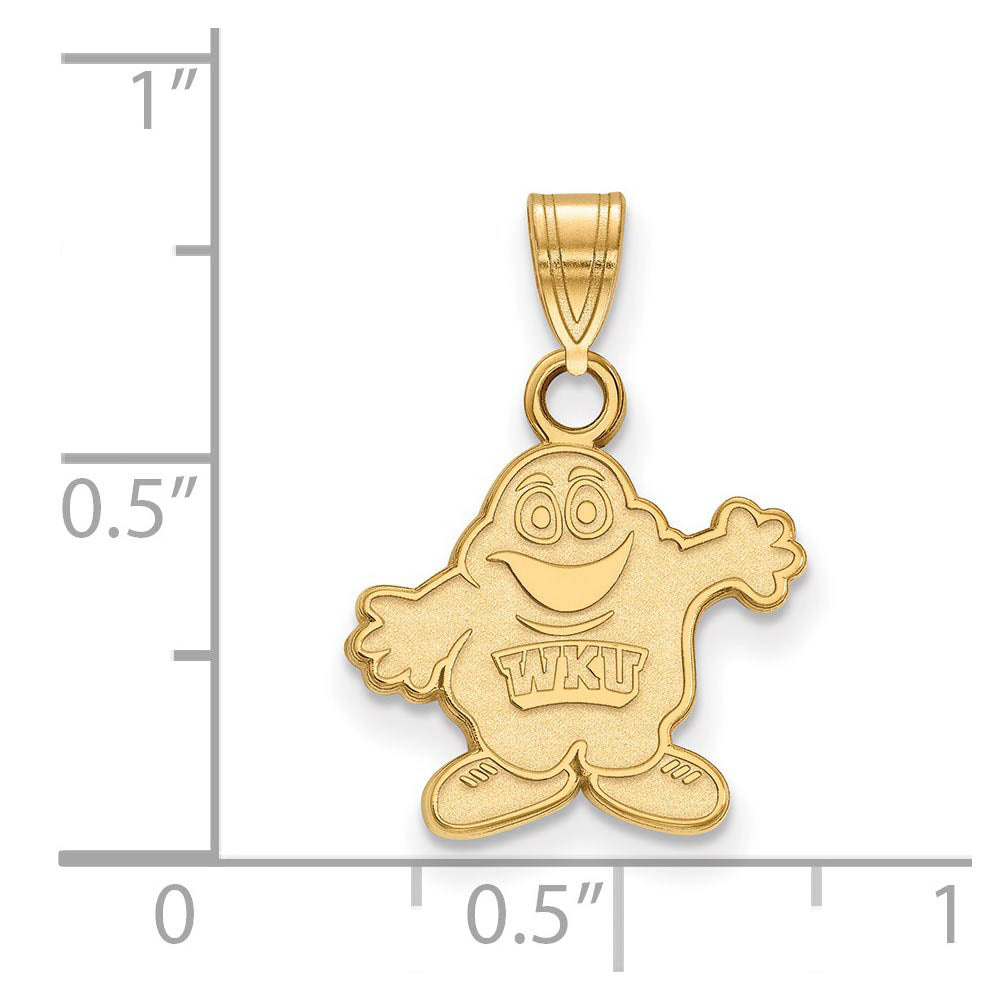 Alternate view of the 10k Yellow Gold Western Kentucky U. Small Mascot Pendant by The Black Bow Jewelry Co.