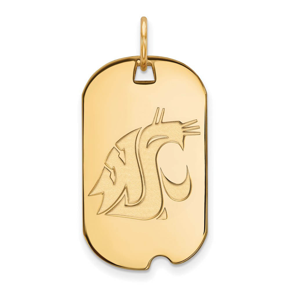 10k Yellow Gold Washington State Mascot Dog Tag Pendant, Item P20168 by The Black Bow Jewelry Co.