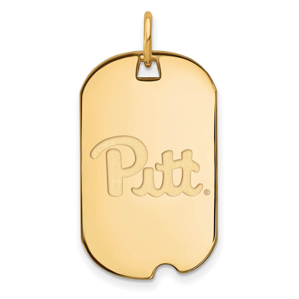 10k Yellow Gold U. of Pittsburgh Dog Tag Pendant, Item P20172 by The Black Bow Jewelry Co.
