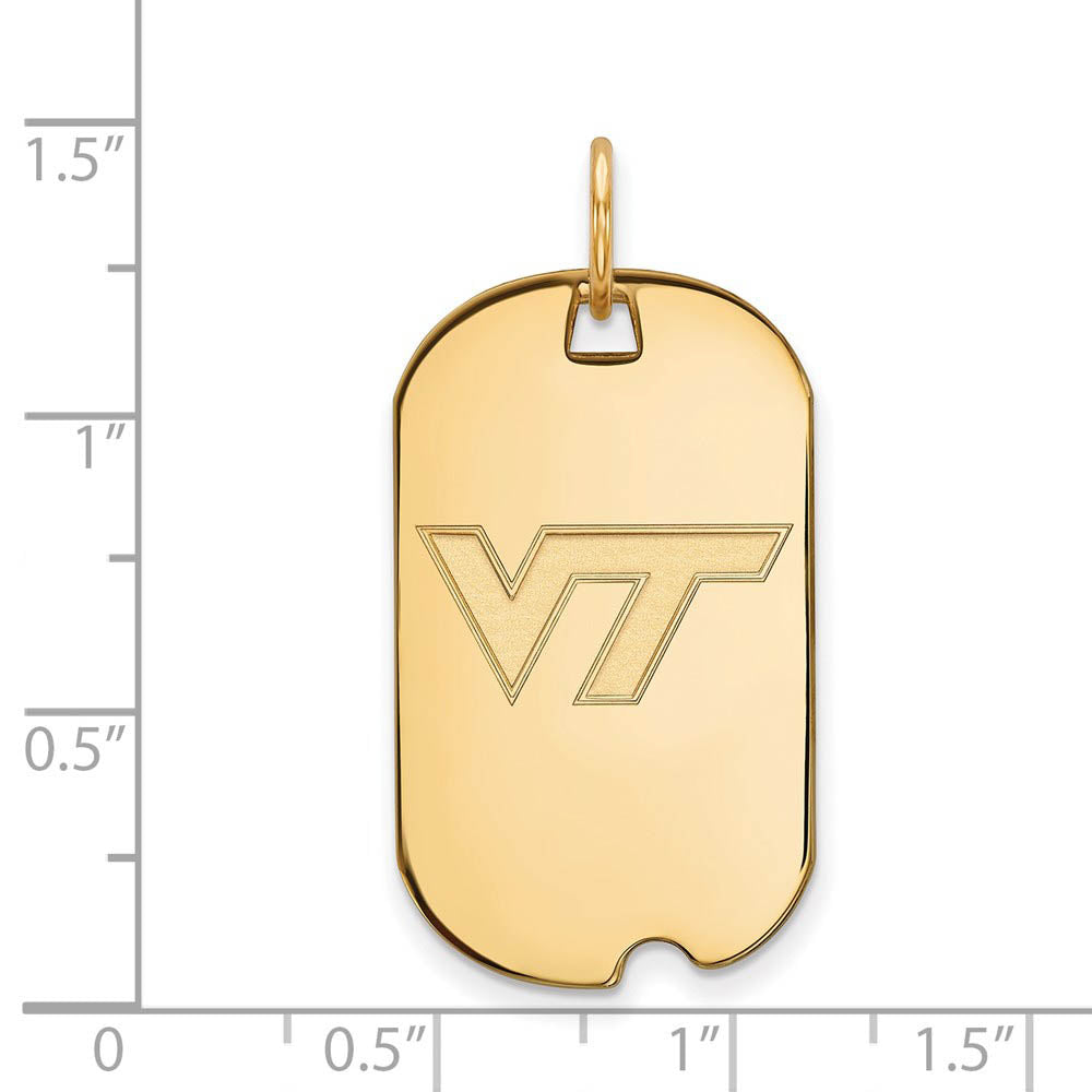 Alternate view of the 10k Yellow Gold Virginia Tech Logo Dog Tag Pendant by The Black Bow Jewelry Co.