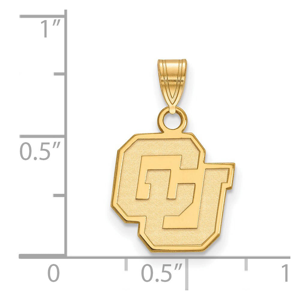 Alternate view of the 10k Yellow Gold U of Colorado Small Pendant by The Black Bow Jewelry Co.