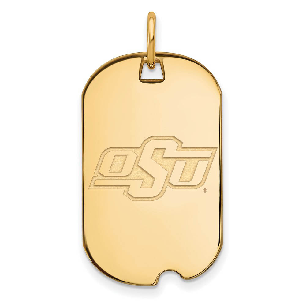 10k Yellow Gold Oklahoma State Dog Tag Pendant, Item P20186 by The Black Bow Jewelry Co.