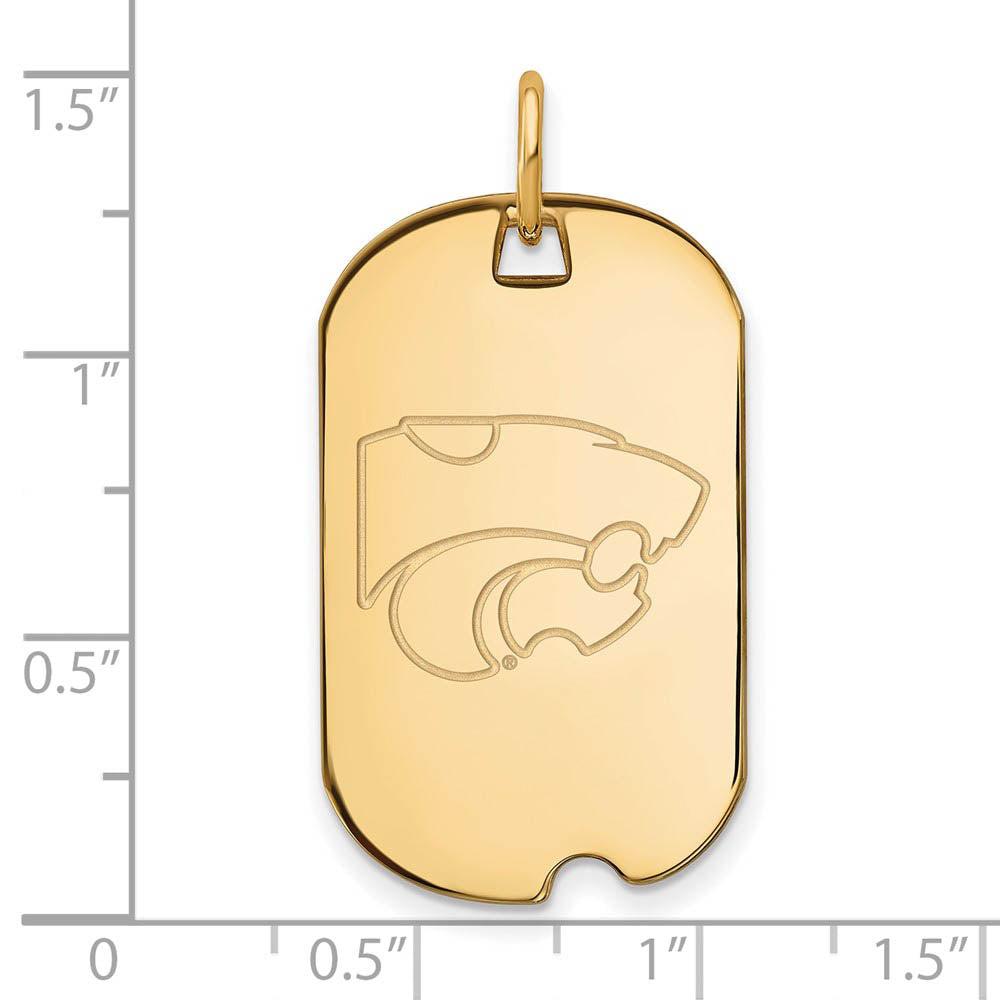 Alternate view of the 10k Yellow Gold Kansas State Dog Tag Pendant by The Black Bow Jewelry Co.