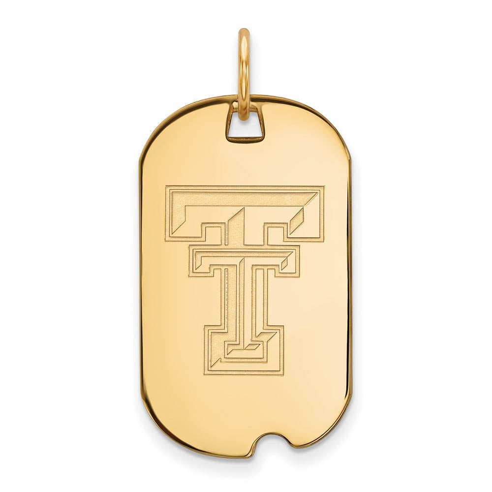 10k Yellow Gold Texas Tech U. Dog Tag Pendant, Item P20200 by The Black Bow Jewelry Co.