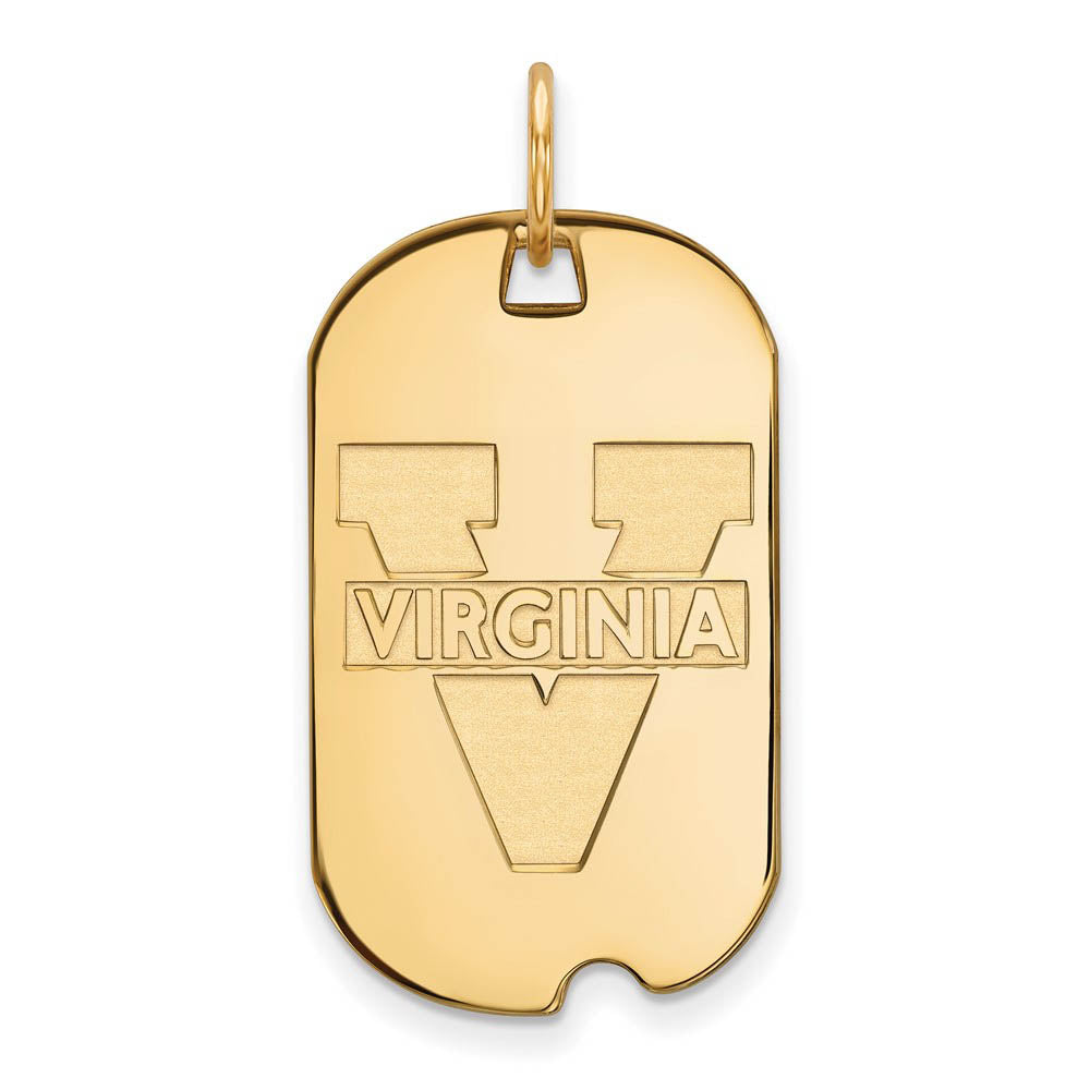 10k Yellow Gold U. of Virginia 'V' Logo Dog Tag Pendant, Item P20207 by The Black Bow Jewelry Co.