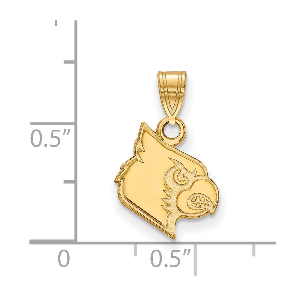 Alternate view of the 10k Yellow Gold U. of Louisville Small Pendant by The Black Bow Jewelry Co.