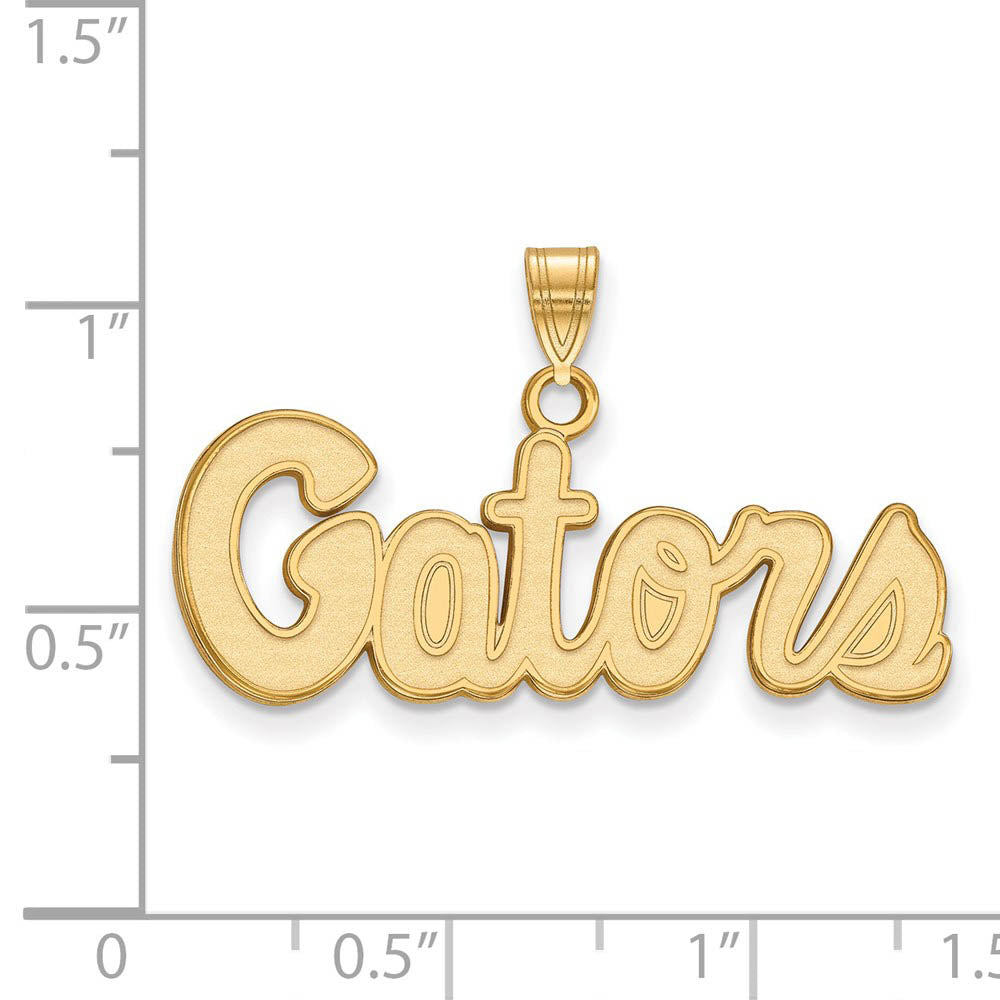Alternate view of the 10k Yellow Gold U of Florida Small 'Gators' Pendant by The Black Bow Jewelry Co.