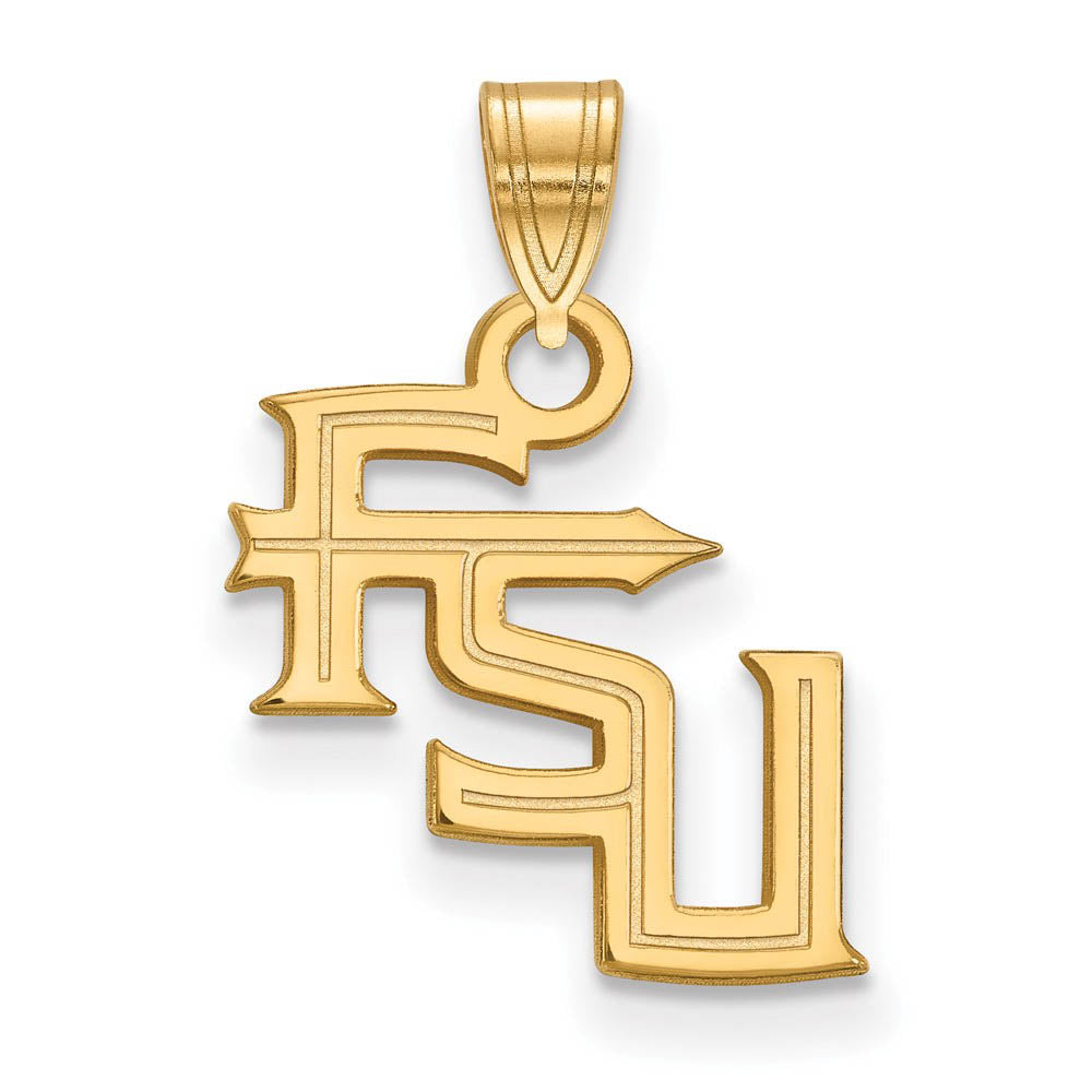 10k Yellow Gold Florida State Small 'FSU' Pendant, Item P20249 by The Black Bow Jewelry Co.