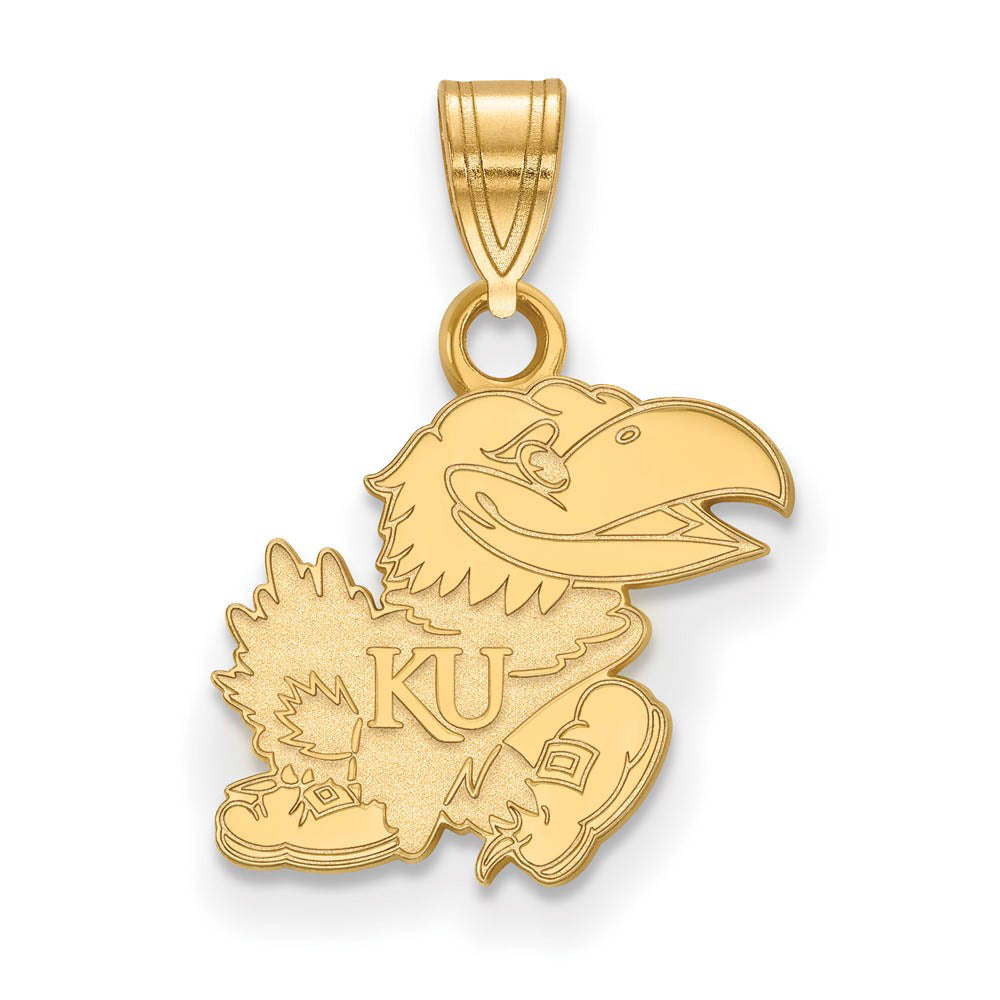 10k Yellow Gold U. of Kansas Small Pendant, Item P20262 by The Black Bow Jewelry Co.