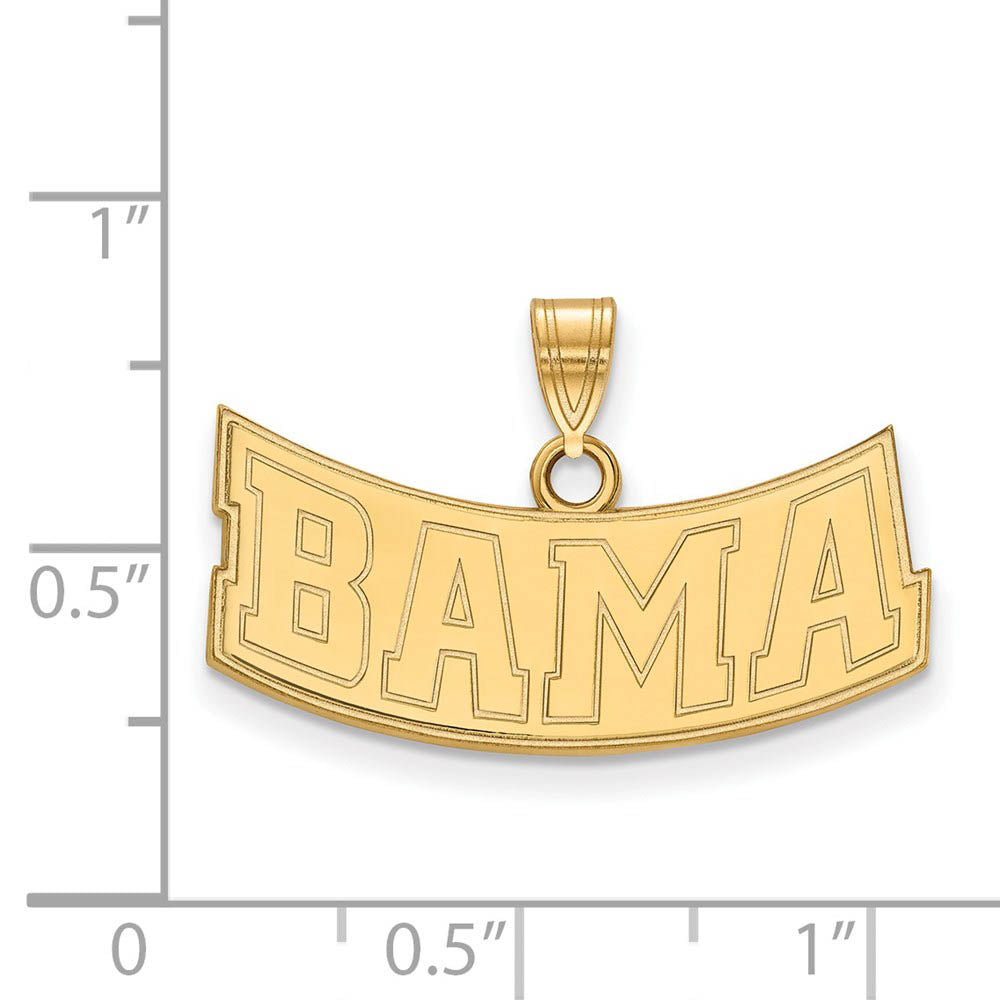 Alternate view of the 10k Yellow Gold U. of Alabama Small 'BAMA' Pendant by The Black Bow Jewelry Co.