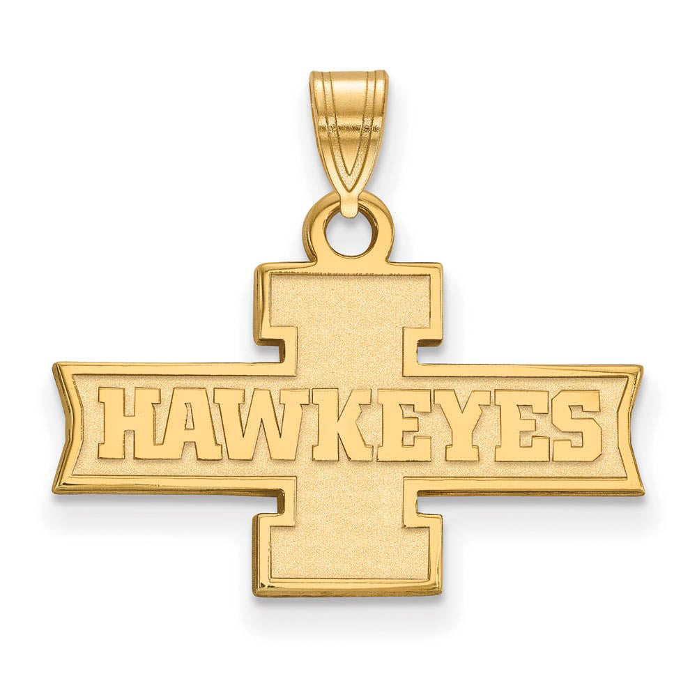 10k Yellow Gold U. of Iowa Small 'Hawkeyes' Logo Pendant, Item P20269 by The Black Bow Jewelry Co.