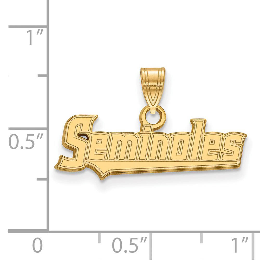 Alternate view of the 10k Yellow Gold Florida State Small 'Seminoles' Pendant by The Black Bow Jewelry Co.