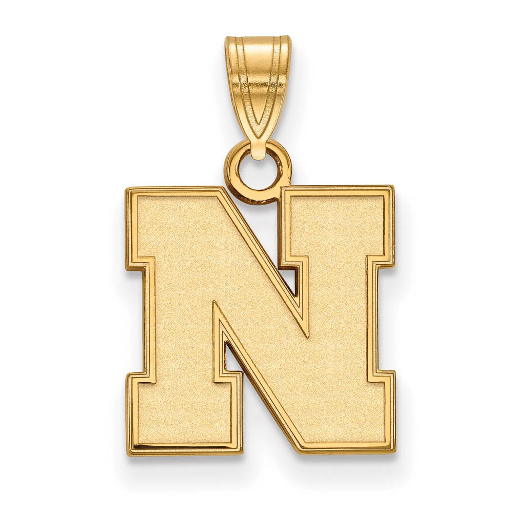 10k Yellow Gold U of Nebraska Small Initial N Pendant, Item P20280 by The Black Bow Jewelry Co.