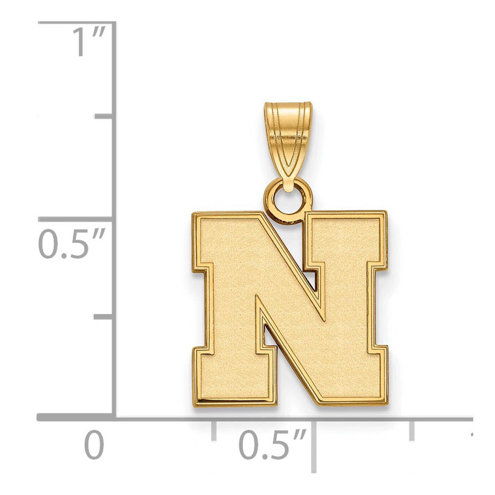Alternate view of the 10k Yellow Gold U of Nebraska Small Initial N Pendant by The Black Bow Jewelry Co.