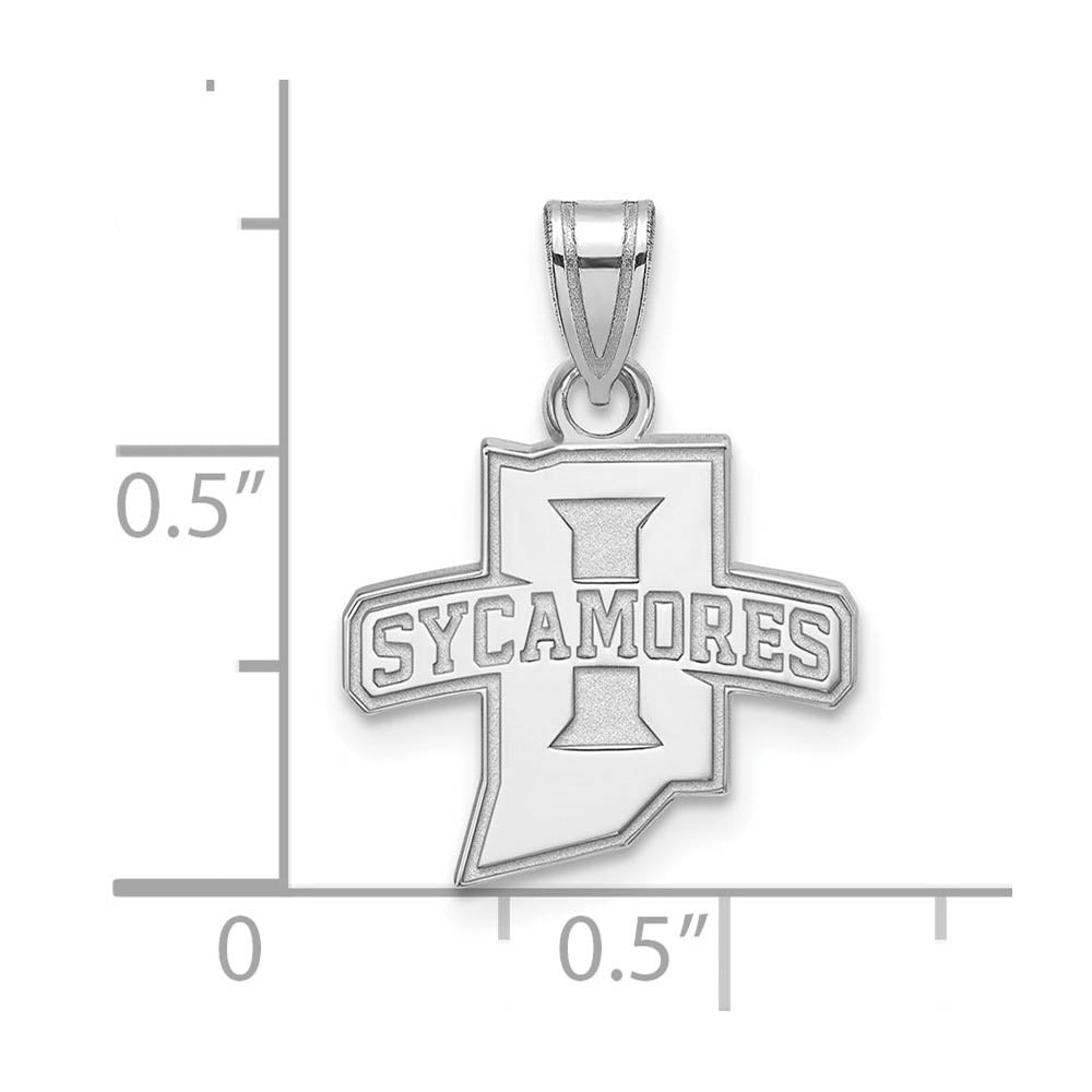 Alternate view of the 14k White Gold Indiana State Small 'Sycamores' Pendant by The Black Bow Jewelry Co.