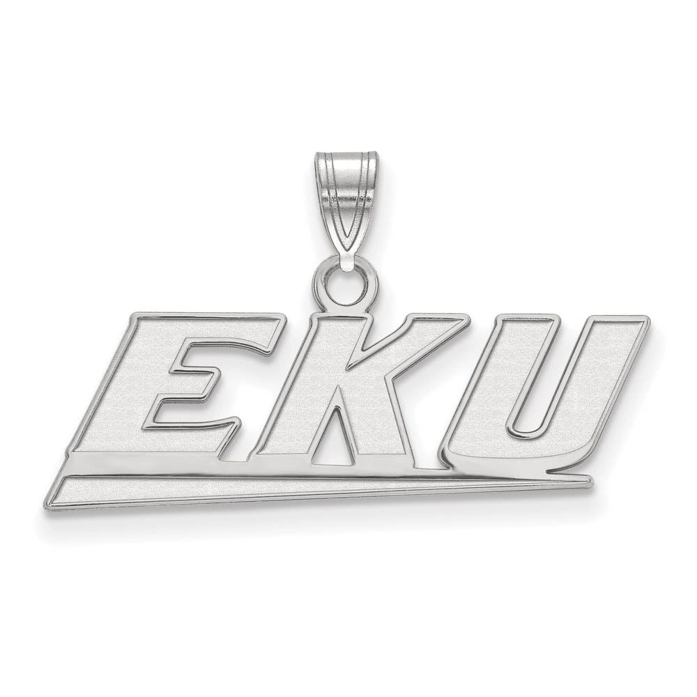 14k White Gold Eastern Kentucky U Small Pendant, Item P20324 by The Black Bow Jewelry Co.