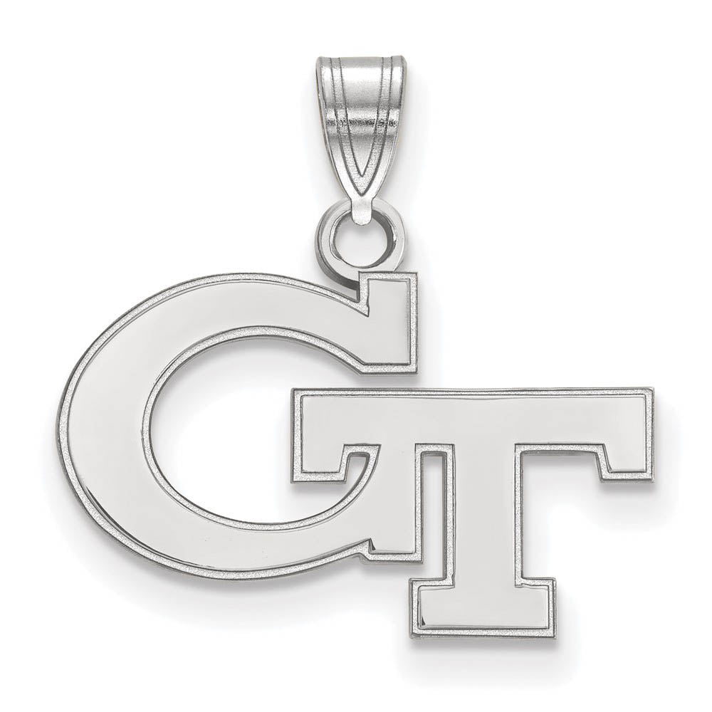 14k White Gold Georgia Technology Small 'GT' Pendant, Item P20328 by The Black Bow Jewelry Co.