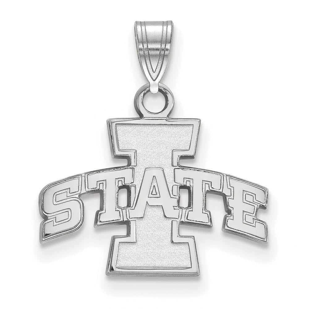 14k White Gold Iowa State Small 'I STATE' Pendant, Item P20329 by The Black Bow Jewelry Co.