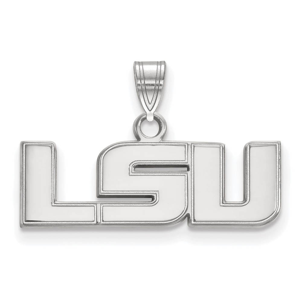 14k White Gold Louisiana State Small 'LSU' Pendant, Item P20333 by The Black Bow Jewelry Co.