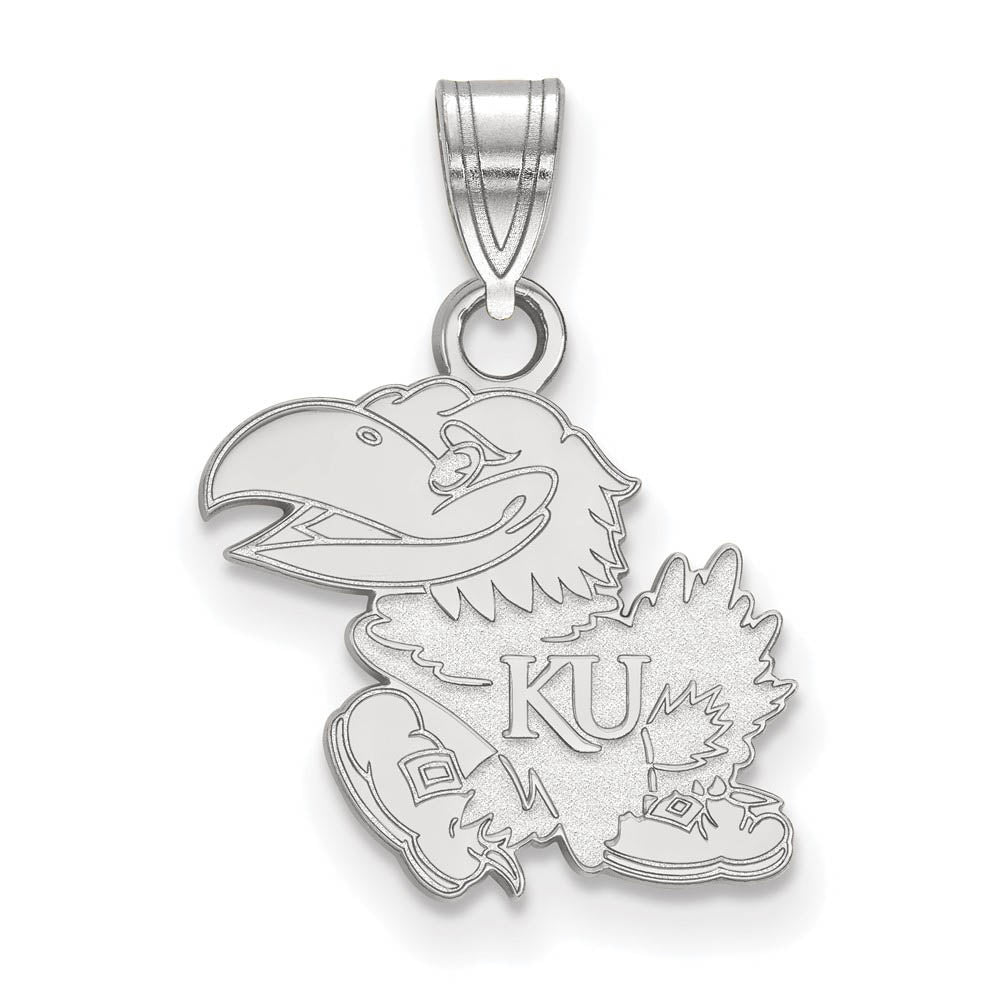 14k White Gold U. of Kansas Small Mascot Pendant, Item P20354 by The Black Bow Jewelry Co.