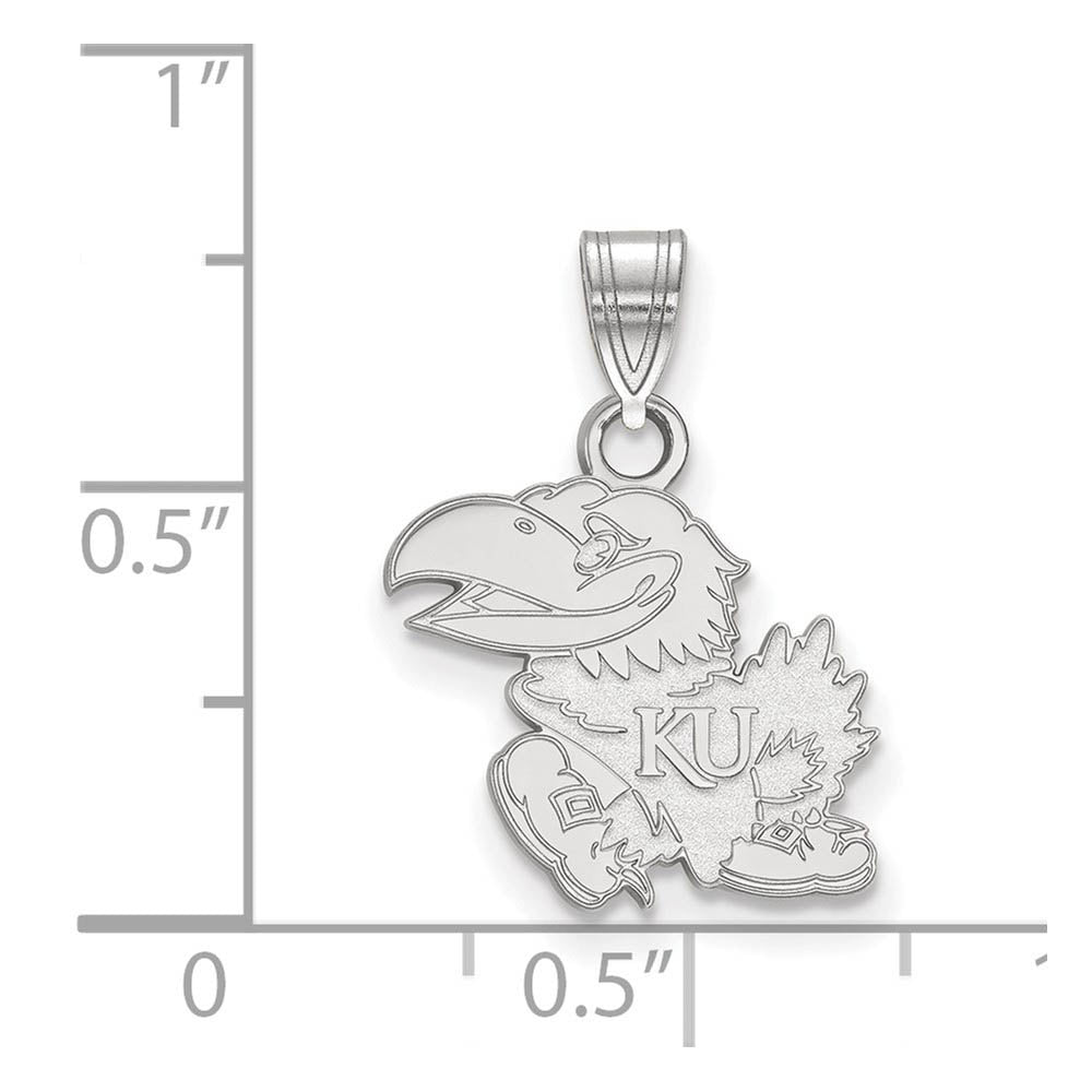Alternate view of the 14k White Gold U. of Kansas Small Mascot Pendant by The Black Bow Jewelry Co.