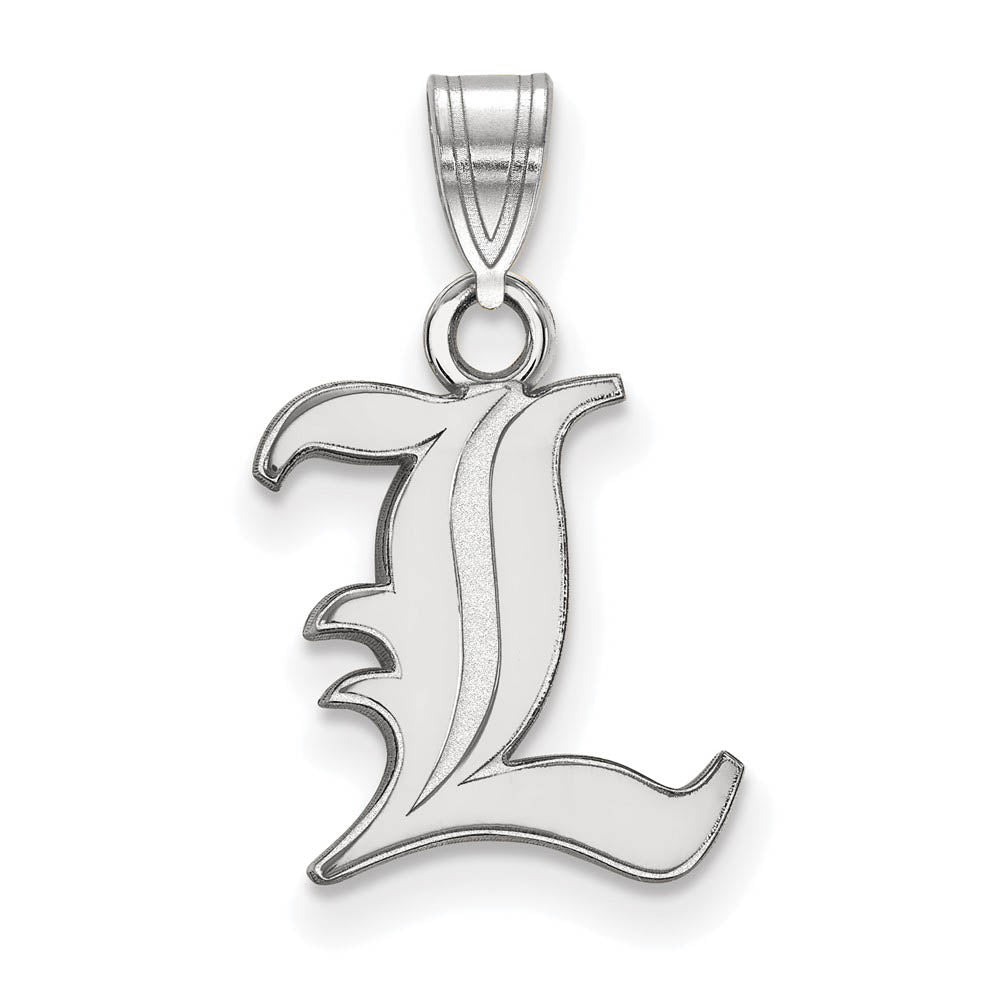 14k White Gold U. of Louisville Small 'L' Pendant, Item P20355 by The Black Bow Jewelry Co.