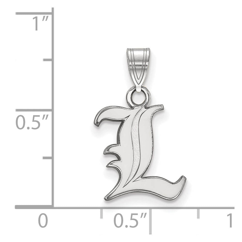 Alternate view of the 14k White Gold U. of Louisville Small 'L' Pendant by The Black Bow Jewelry Co.